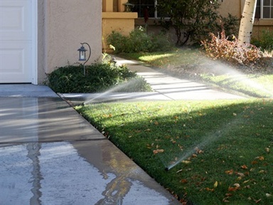 Sprinkler spraying driveway pic